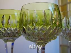 SAINT LOUIS 4 ANCIENS VERRES VIN COULEUR ROEMER CRISTAL COULEUR JAUNE ht 18,5 cm