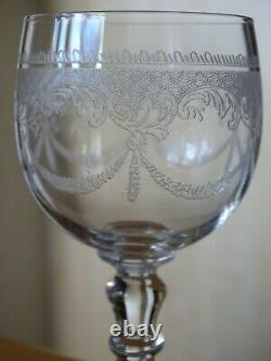 SAINT LOUIS 6 ANCIENS VERRES A VIN BLANC CRISTAL MODELE léona ART NOUVEAU