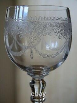 SAINT LOUIS 6 ANCIENS VERRES A VIN BLANC CRISTAL MODELE léona ART NOUVEAU