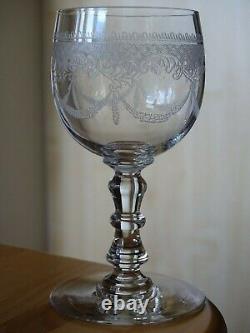 SAINT LOUIS 6 ANCIENS VERRES A VIN BLANC CRISTAL MODELE léona ART NOUVEAU