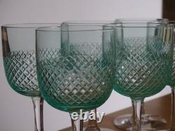SAINT LOUIS 6 ANCIENS VERRES PORTO APERITIF CRISTAL TAILLER OURALINE ht 10,8 cm