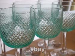 SAINT LOUIS 6 ANCIENS VERRES PORTO APERITIF CRISTAL TAILLER OURALINE ht 10,8 cm