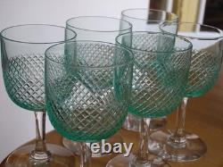 SAINT LOUIS 6 ANCIENS VERRES PORTO APERITIF CRISTAL TAILLER OURALINE ht 10,8 cm