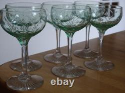 SAINT LOUIS 6 ANCIENS VERRES PORTO APERITIF CRISTAL TAILLER OURALINE ht 11 cm