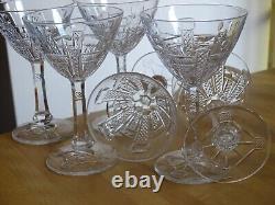 SAINT LOUIS 6 ANCIENS VERRES VIN ROUGE CRISTAL TAILLER MOD COSTES 1930 h 13,2 cm