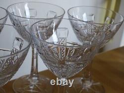 SAINT LOUIS 6 ANCIENS VERRES VIN ROUGE CRISTAL TAILLER MOD COSTES 1930 h 13,2 cm