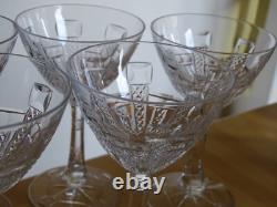 SAINT LOUIS 6 ANCIENS VERRES VIN ROUGE CRISTAL TAILLER MOD COSTES 1930 h 13,2 cm