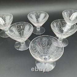SAINT-LOUIS 6 COUPES À CHAMPAGNE EN CRISTAL Modèle ASTRID Art Déco verres
