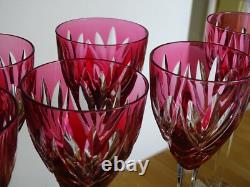 SAINT LOUIS 6 GRANDS VERRES A VIN DU RHIN ROEMER CRISTAL MONACO ROUGE 21,5 cm