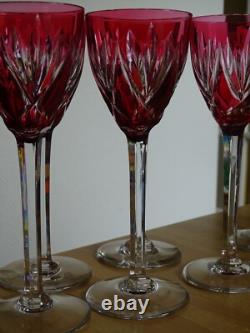 SAINT LOUIS 6 GRANDS VERRES A VIN DU RHIN ROEMER CRISTAL MONACO ROUGE 21,5 cm
