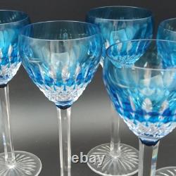 SAINT-LOUIS 6 VERRES À VIN DU RHIN EN CRISTAL ROEMERS Bleu