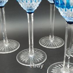 SAINT-LOUIS 6 VERRES À VIN DU RHIN EN CRISTAL ROEMERS Bleu
