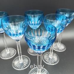 SAINT-LOUIS 6 VERRES À VIN DU RHIN EN CRISTAL ROEMERS Bleu