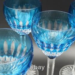 SAINT-LOUIS 6 VERRES À VIN DU RHIN EN CRISTAL ROEMERS Bleu