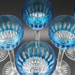 SAINT-LOUIS 6 VERRES À VIN DU RHIN EN CRISTAL ROEMERS Bleu
