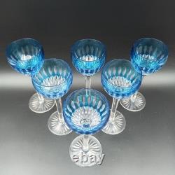 SAINT-LOUIS 6 VERRES À VIN DU RHIN EN CRISTAL ROEMERS Bleu