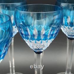 SAINT-LOUIS 6 VERRES À VIN DU RHIN EN CRISTAL ROEMERS Bleu