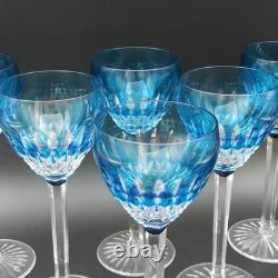 SAINT-LOUIS 6 VERRES À VIN DU RHIN EN CRISTAL ROEMERS Bleu