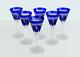Saint-louis 6 Verres à Liqueur Modèle Nelly En Cristal Taillé Doublé Bleu