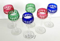 SAINT-LOUIS 6 Verres à Vin du Rhin Cristal Doublé Couleur Taillé Signés