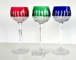 SAINT-LOUIS 6 Verres à Vin du Rhin Cristal Doublé Couleur Taillé Signés