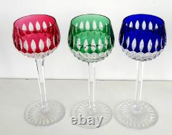 SAINT-LOUIS 6 Verres à Vin du Rhin Cristal Doublé Couleur Taillé Signés