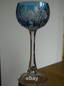 SAINT LOUIS ANCIEN VERRE VIN ROEMER CRISTAL COLORER BLEU PETROLE NIEPCE 18,5 cm