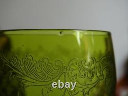 SAINT LOUIS CRISTAL 4 ANCIENS VERRES VIN MOD MASSENET VERT DE CHINE 12,5 cm 1920