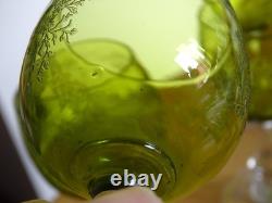SAINT LOUIS CRISTAL 4 ANCIENS VERRES VIN MOD MASSENET VERT DE CHINE 12,5 cm 1920