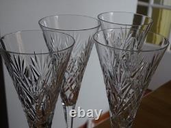 SAINT LOUIS CRISTAL TAILLER 4 ANCIENNES GRANDES FLUTES A CHAMPAGNE ht 21 cm