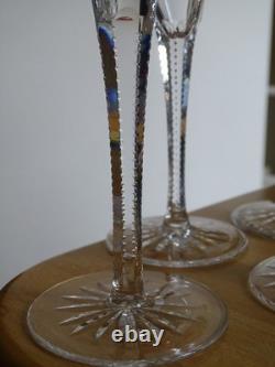SAINT LOUIS CRISTAL TAILLER 4 ANCIENNES GRANDES FLUTES A CHAMPAGNE ht 21 cm