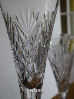 SAINT LOUIS CRISTAL TAILLER 4 ANCIENNES GRANDES FLUTES A CHAMPAGNE ht 21 cm