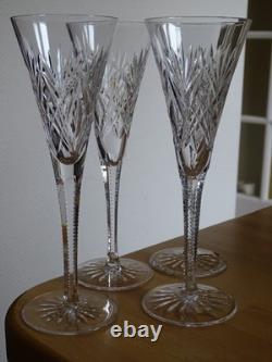 SAINT LOUIS CRISTAL TAILLER 4 ANCIENNES GRANDES FLUTES A CHAMPAGNE ht 21 cm