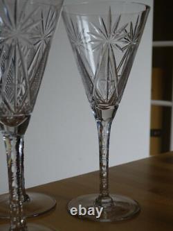 SAINT LOUIS CRISTAL TAILLER 4 ANCIENS GRANDS VERRES A EAU FORME CONIQUE ht 20 cm