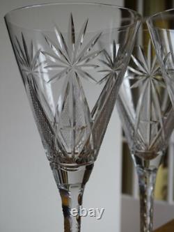 SAINT LOUIS CRISTAL TAILLER 4 ANCIENS GRANDS VERRES A EAU FORME CONIQUE ht 20 cm