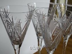 SAINT LOUIS CRISTAL TAILLER 4 ANCIENS GRANDS VERRES A EAU FORME CONIQUE ht 20 cm