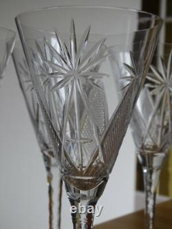 SAINT LOUIS CRISTAL TAILLER 4 ANCIENS GRANDS VERRES A EAU FORME CONIQUE ht 20 cm
