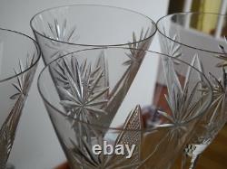 SAINT LOUIS CRISTAL TAILLER 4 ANCIENS GRANDS VERRES A EAU FORME CONIQUE ht 20 cm