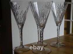 SAINT LOUIS CRISTAL TAILLER 4 ANCIENS GRANDS VERRES A EAU FORME CONIQUE ht 20 cm