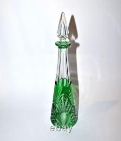 SAINT-LOUIS Carafe MOSELLE en cristal doublé Overlay vert taille 9408 H32cm