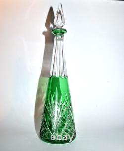 SAINT-LOUIS Carafe MOSELLE en cristal doublé Overlay vert taille 9408 H32cm