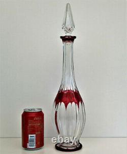 SAINT-LOUIS Carafe à Vin Cristal Doublé Rouge Taillé Côtes Plates ca 1920/1930