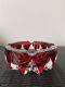 Saint Louis Cendrier Ciselé Cristal Rouge Et Blanc Diam. 15cm Made In France