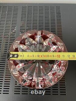 SAINT LOUIS Cendrier Ciselé Cristal Rouge Et Blanc diam. 15cm Made In France