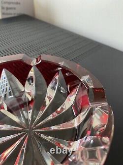 SAINT LOUIS Cendrier Ciselé Cristal Rouge Et Blanc diam. 15cm Made In France