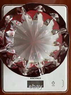 SAINT LOUIS Cendrier Ciselé Cristal Rouge Et Blanc diam. 15cm Made In France
