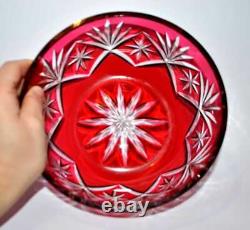SAINT-LOUIS Coupe style Massenet en cristal doublé rouge Overlay 1920-30