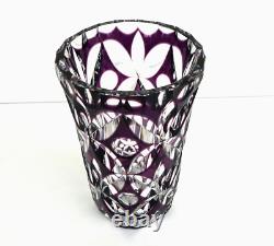 SAINT LOUIS Grand Vase en Cristal Doublé Améthyste Richement Taillé