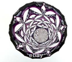 SAINT LOUIS Grand Vase en Cristal Doublé Améthyste Richement Taillé