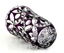 SAINT LOUIS Grand Vase en Cristal Doublé Améthyste Richement Taillé